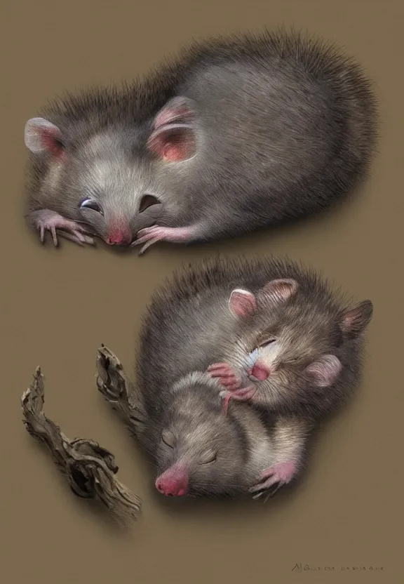 Image similar to sleeping possum having a nightmare, dreaming illusion, highly detailed, trending on artstation