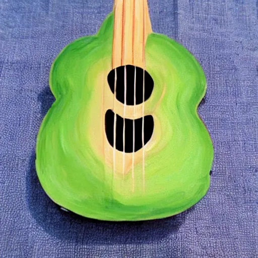 Image similar to avocado ukulele painted by o ’ keeffe