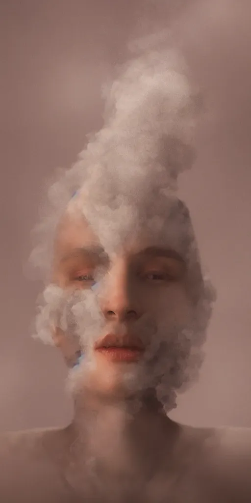 Image similar to a portrait of a person made of smoke. impressionism. matte painting. octane render