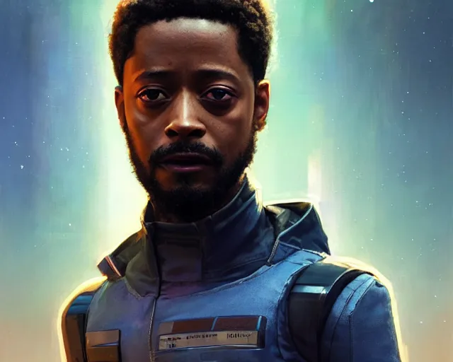 Image similar to highly detailed portrait of lakeith stanfield as an android, in detroit : become human, stephen bliss, unreal engine, fantasy art by greg rutkowski, loish, rhads, ferdinand knab, makoto shinkai and lois van baarle, ilya kuvshinov, rossdraws, tom bagshaw, global illumination, radiant light, detailed and intricate environment