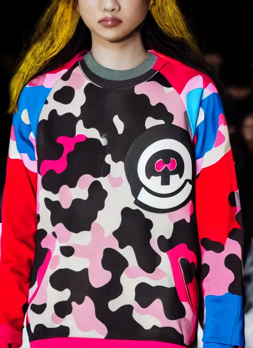 Image similar to hyperrealistic and heavy detailed bape avant garde runway show of minecraft, leica sl 2 5 0 mm, vivid color, high quality, high textured, real life