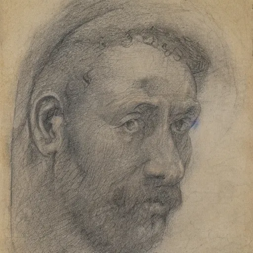 Image similar to unfinished study of mans face. michelangelo, early sixteenth century. red chalk on paper.