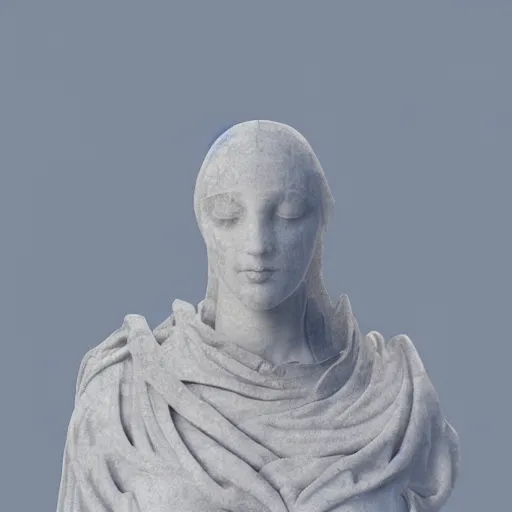 Image similar to “a delicate renaissance marble sculpture covered with water veil, highly detailed transparent marble cloth, gi, global illumination, physically based rendering, photorealistic, top light , dark background”