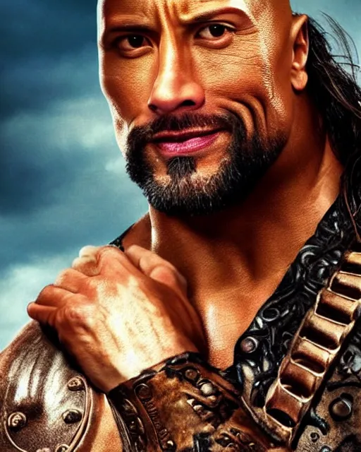 Image similar to Film still close-up shot of Dwayne Johnson as the Captain Hook from the movie Hook. Photographic, photography