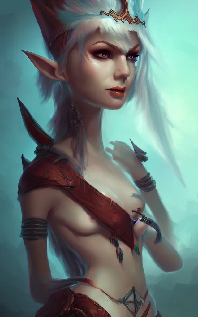 Image similar to mysterious elf princess, mohawk, digital painting, artstation, concept art, smooth, sharp focus, illustration, full body concept