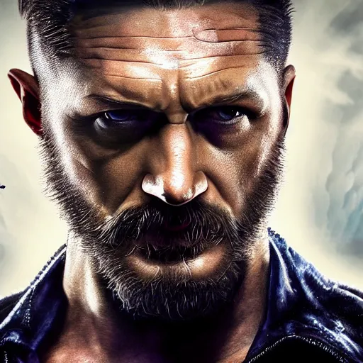 Image similar to Tom Hardy as wolverine 4K quality Photorealism