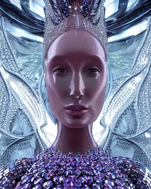 Prompt: a highly detailed metahuman 4 k close up render of an alien goddess bella hadid monument atlantis in iris van herpen dress schiaparelli in diamonds crystals swarovski and jewelry iridescent in style of alphonse mucha gustav klimt trending on artstation made in unreal engine 4