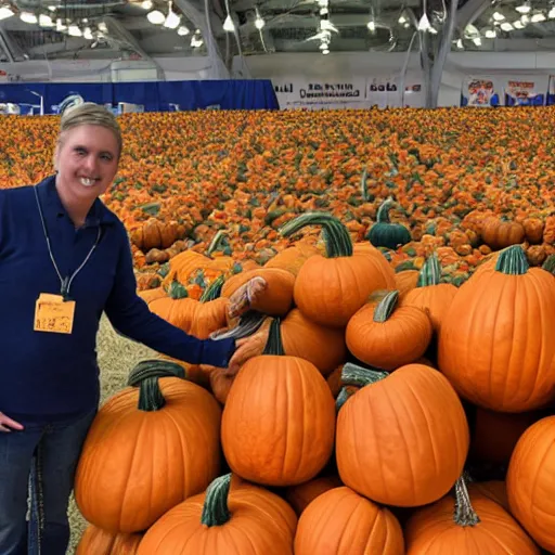 Prompt: award winning pumpkins, photography, ag fair, symmetrical, huge