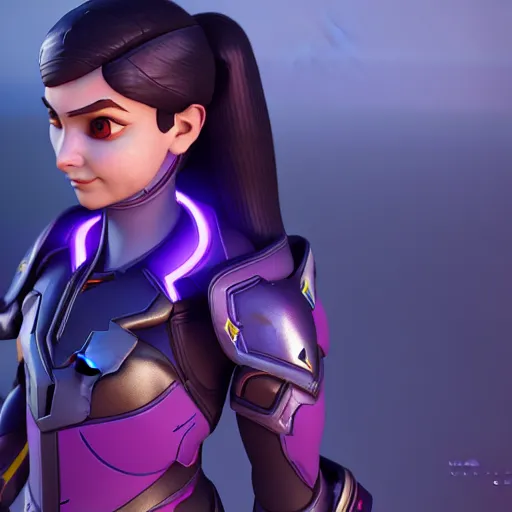 Prompt: a young girl with the appearance and armor of widowmaker from overwatch, design, octane render, 4 k, ingame shot