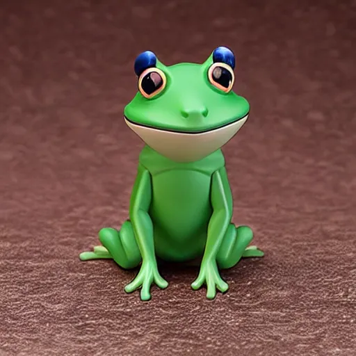 Image similar to nendoroid of cat as a frog, product photo