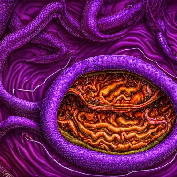 Image similar to detailed shot inside a goddess dragon's cavernous synthetic stomach, the walls purple and pulsing, slimy and hot, lots of acid pooling up on the floor, digesting a bunch humans that ended up inside, food pov, micro pov, vore, digital art, furry art, high quality, 8k 3D realistic, macro art, micro art, Furaffinity, Deviantart, Eka's Portal, G6