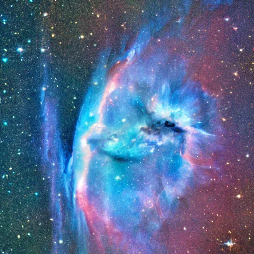 Image similar to a nebula in the shape of a heart, hubble