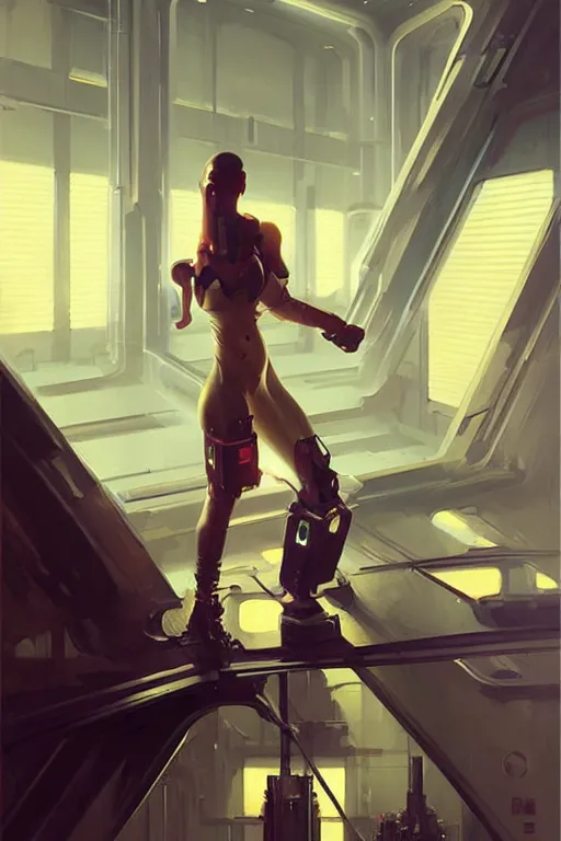 Prompt: futuristic dojo, cyberpunk, painting by greg rutkowski, j. c. leyendecker, artgerm