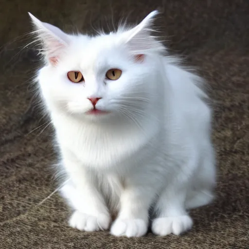 Image similar to white turkish angora cat mean look angry awkward