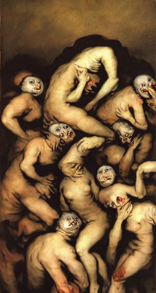 Image similar to human body being eaten by a group of eloquent, orderly nuns by francisco goya, gothic, lovecraftian, 4 k, realistic, high detail, gruesome