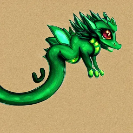 Prompt: concept art of a cute Jade dragon, trending on pixiv