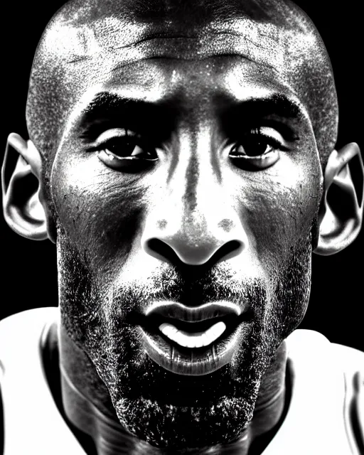 Prompt: close up portrait of kobe bryant, wrinkled, in his 7 0 s. photography by ansel adams, 1 5 mm lens, in his study, trending on artstation