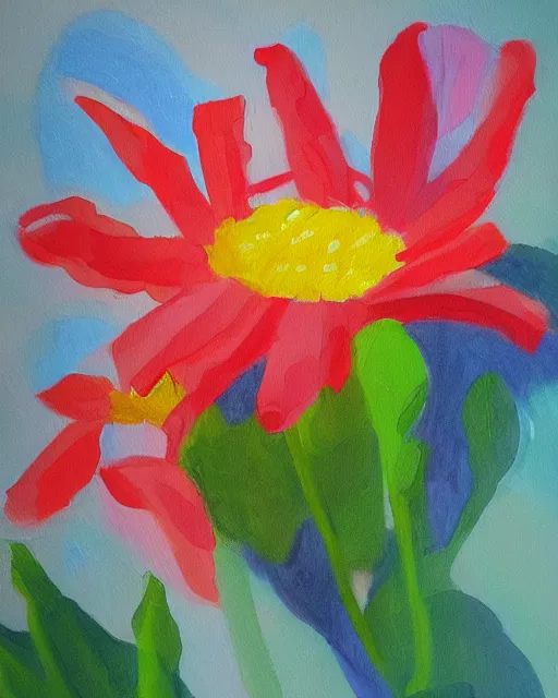 Prompt: an unfinished painting of a flower