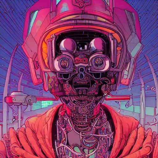 Image similar to portrait of a cybernetic evil lich, cyberpunk concept art by josan gonzales and moebius and enki bilal and and dan mumford and jean claude meziere and philippe druilleg