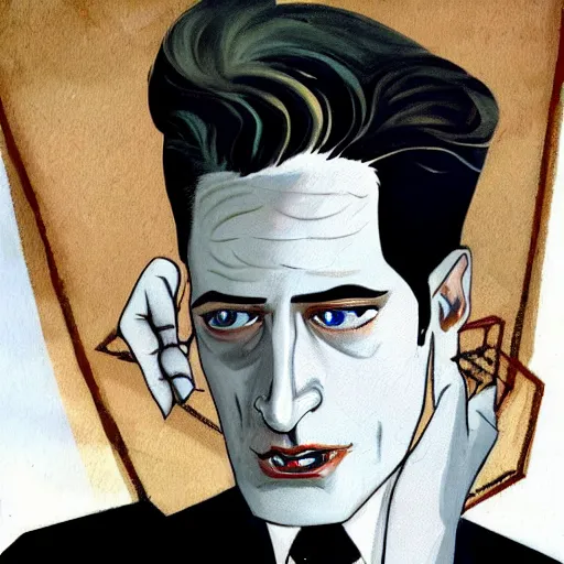 Prompt: dale cooper from twin peaks by dave mckean