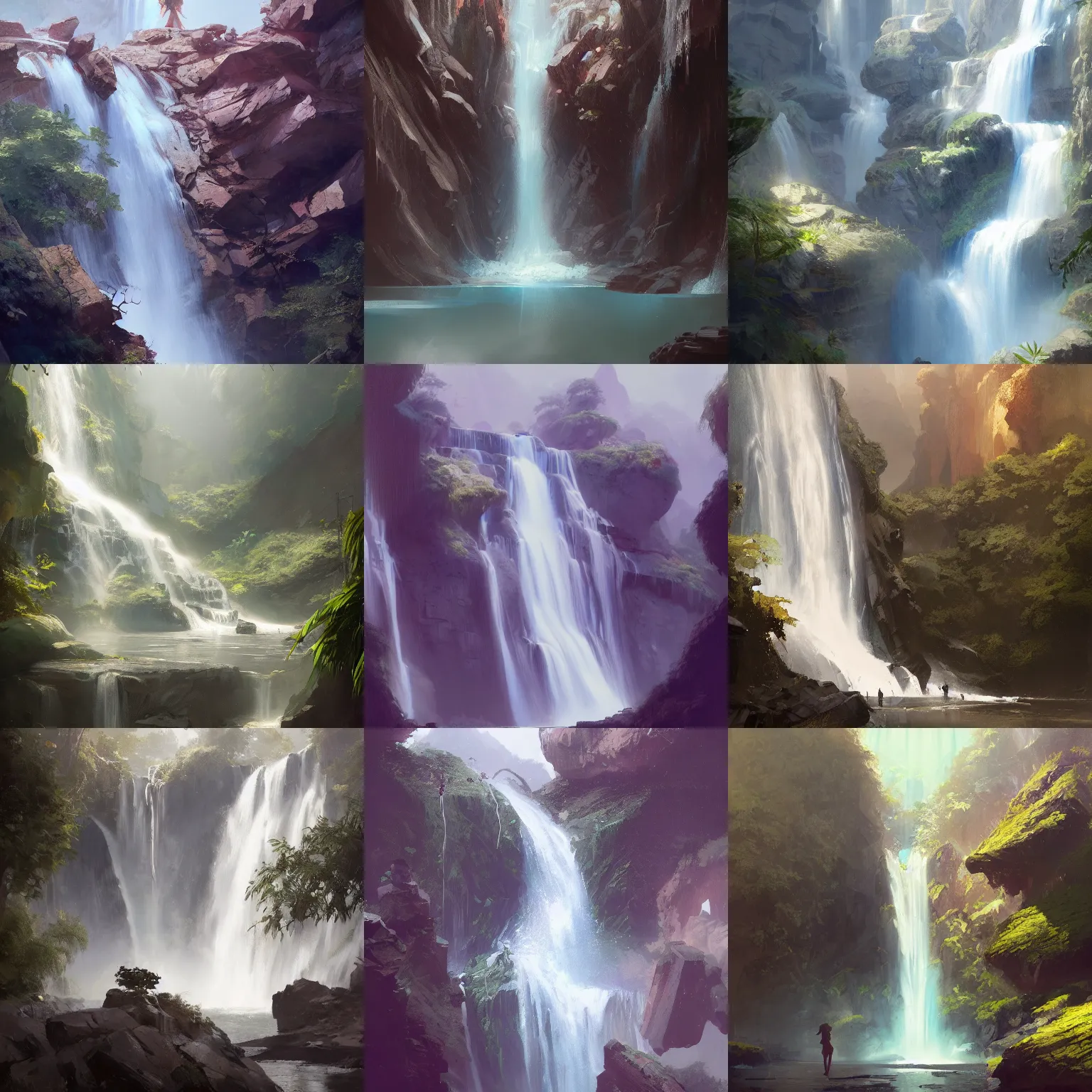 Prompt: a waterfall, by greg rutkowski, chris tulloch mccabe, valentina remenar and asher duran, digital art, concept art, trending on artstation