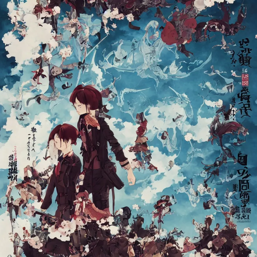 Image similar to poster for a japanese film animation called the 3 minutes to midnight, 8 k, hd, dustin nguyen, akihiko yoshida, greg tocchini, greg rutkowski, cliff chiang