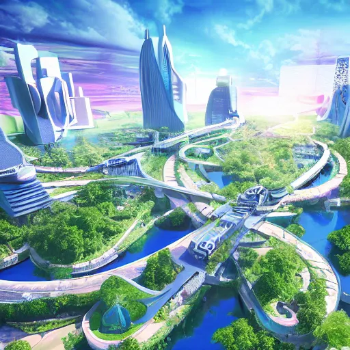 Prompt: utopian future city