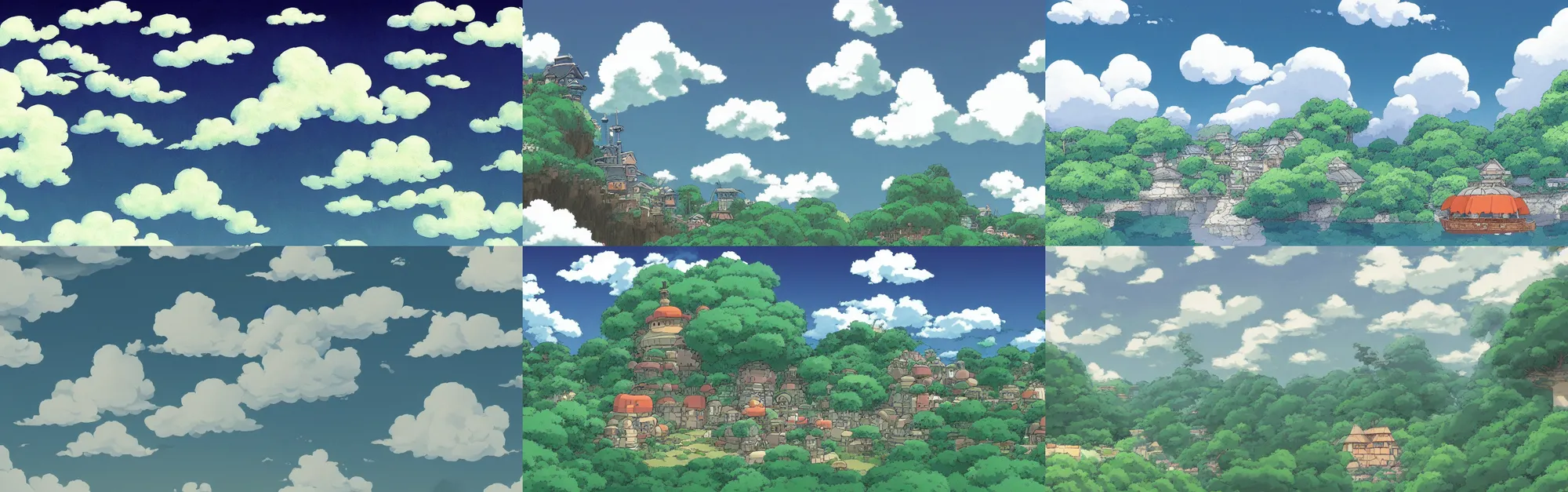 Prompt: Studio Ghibli Wallpaper, a cloudy day