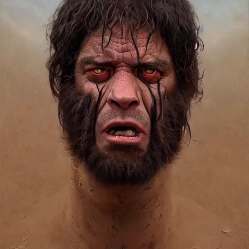 Image similar to kool savas, kool savas is bald caveman, kool savas awe face, toothless macabre face, by donato giancola and greg rutkowski and wayne barlow and zdzisław beksinski, realistic face, digital art