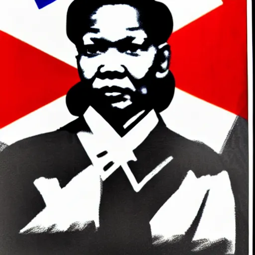 Image similar to candace owens, authoritarian, portrait, Mao Zedong propaganda, WWII propaganda, red white and blue