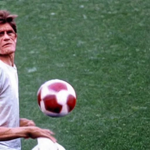 Prompt: willem dafoe is a football ball