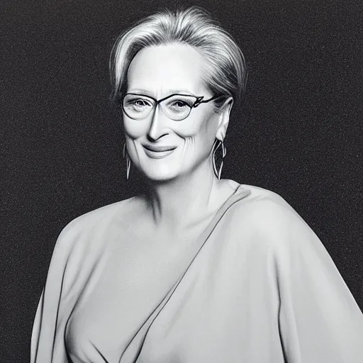 Image similar to “Meryl Streep portrait, Lauren YS”