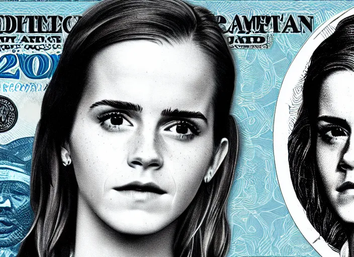 Image similar to emma watson on the american dollar bill