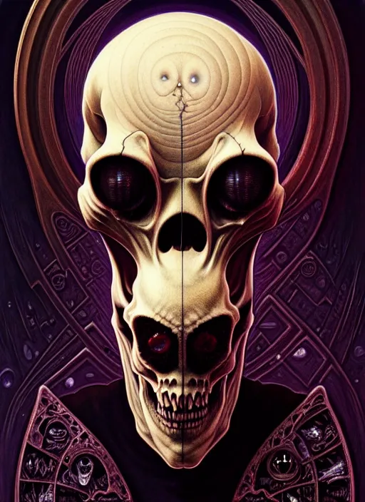 Image similar to symmetry!! portrait of grotesque and gruesome alien skull, cosmic horror, lovecraftian horror, intricate, horror!! highly detailed, digital painting, artstation, giger concept art, smooth, sharp focus, illustration, art by artgerm and greg rutkowski and alphonse mucha and junji ito, 8 k