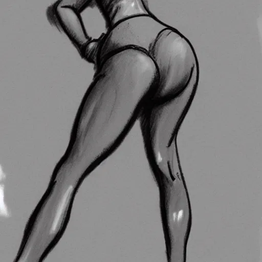 Image similar to milt kahl sketch of thick cuban girl wearing black yoga pants