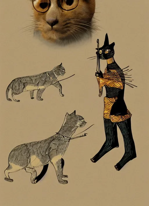 Image similar to a character illustration of an anthropomorphic cat soldier, a 3 d render of an anthropomorphic cat soldier, by jack gaughan, by victo ngai