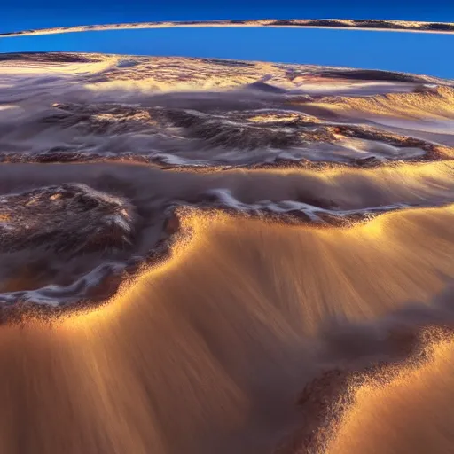 Image similar to supercells above a desert beside a sea, photorealistic, ultra-detailed, 4k high resolution, HDR shot