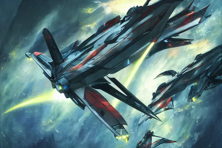 Prompt: nebula by raymond swanland, framing a pteranodon battlecruiser, with white kanji insignias, sleek, white john berkey panels, spines and towers, rows of windows lit internally, sensor array, blazing engines, robotech styling, boeing concept art, cinematic lighting by liam wong