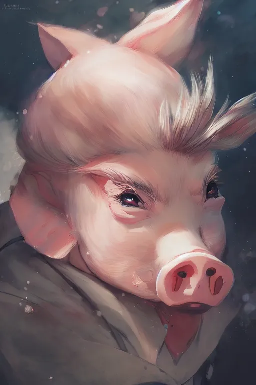 Prompt: An anime portrait of a pig , by Stanley Artgerm Lau, WLOP, Rossdraws, James Jean, Andrei Riabovitchev, Marc Simonetti, and Sakimichan, tranding on artstation