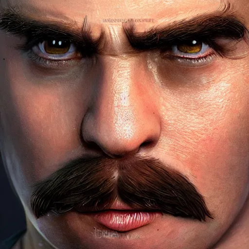 Image similar to Mario in real life, realistic, very realistic, hyperrealistic, highly detailed, very detailed, extremely detailed, detailed, digital art, oil painting, trending on artstation, headshot and bodyshot, detailed face, very detailed face, extremely detailed face, HD Quality, 8k resolution