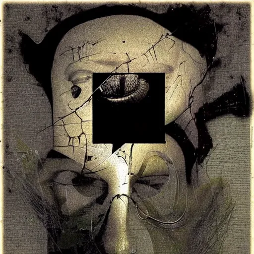 Image similar to no fears, okay one fear, glitch art by Dave McKean