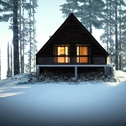 Image similar to a cabin in the woods, octane render