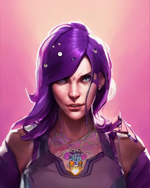 Image similar to beautiful female purple hair tattoo symmetrical face eyes full length fantasy art apex fortnite Video game icon, 2d game art gta5 cover , official fanart behance hd artstation by Jesper Ejsing, by RHADS, Makoto Shinkai and Lois van baarle, ilya kuvshinov, rossdraws