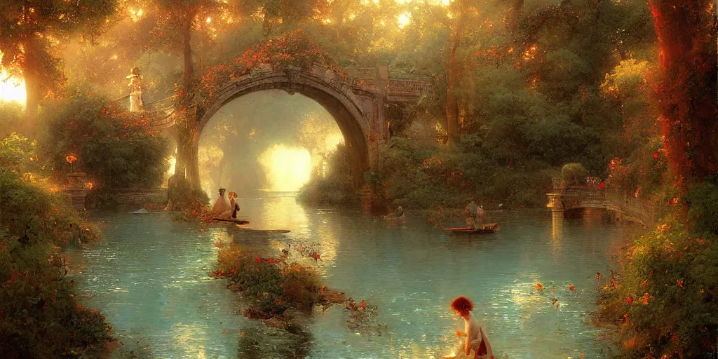 Image similar to River portal by Marc Simonetti and Delphin Enjolras and Pierre Auguste Cot