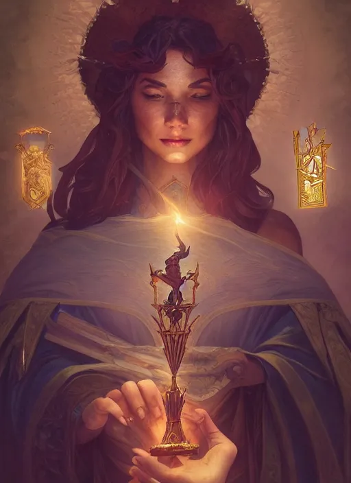 Prompt: photography of tarot card justice, deep focus, d & d, fantasy, intricate, elegant, highly detailed, digital painting, artstation, concept art, matte, sharp focus, illustration, hearthstone, art by artgerm and greg rutkowski and alphonse mucha