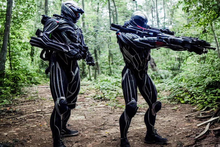 Image similar to Crysis Nanosuit soldier in battle 2022, Canon EOS R3, f/1.4, ISO 200, 1/160s, 8K, RAW, unedited, symmetrical balance, in-frame, combat photography