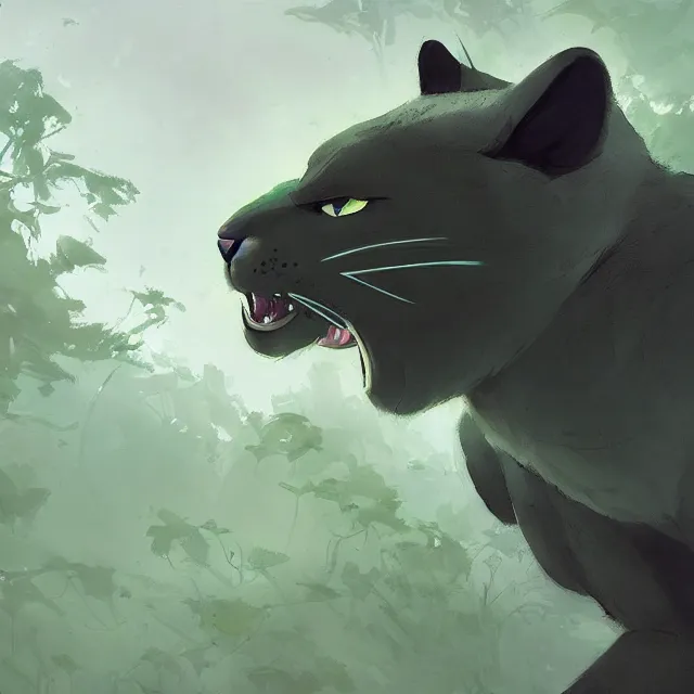 Prompt: a beautiful painting of a handsome anthropomorph panther furry fursona wearing an uniform. gray fur, green and black anime hair. character design by cory loftis, fenghua zhong, ryohei hase, ismail inceoglu and ruan jia. artstation, volumetric light, detailed, photorealistic, rendered in octane