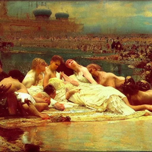 Prompt: the dream of the old tyrant, by ilya repin, oil on canvas, 1 8 8 3