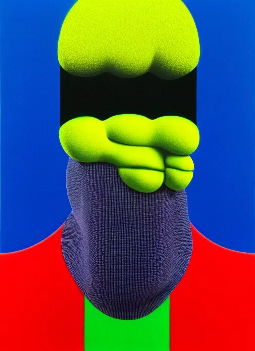 Image similar to person wearing a balaclava by shusei nagaoka, kaws, david rudnick, airbrush on canvas, pastell colours, cell shaded, 8 k