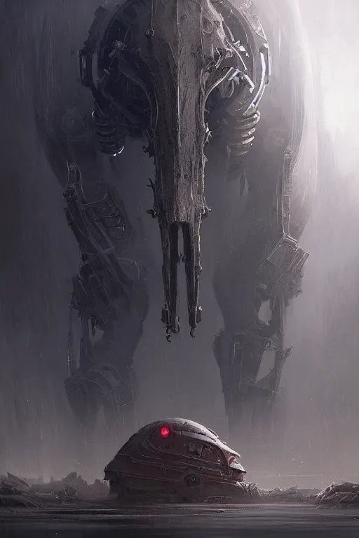 Prompt: professional concept art of a symmetrical! ominous floating mechanical steel terrifying giant monster thing in a dark room by artgerm and greg rutkowski. an intricate, elegant, highly detailed digital painting, concept art, smooth, sharp centred focus, illustration, in the style of cam sykes, wayne barlowe, igor kieryluk.